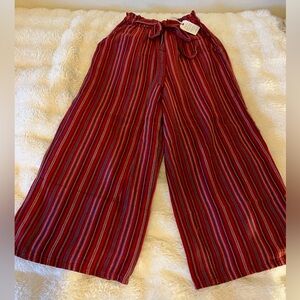 NWT! American Eagle high-waisted, tie-front, wide-leg linen pants